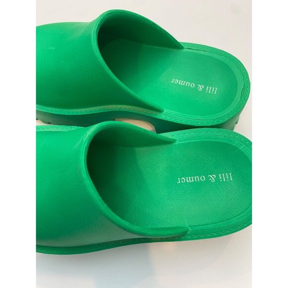 Lili & Oumer Platform Lug Sole Clog Mules Green Slip On Shoes Women's Size 10 - Picture 7 of 11